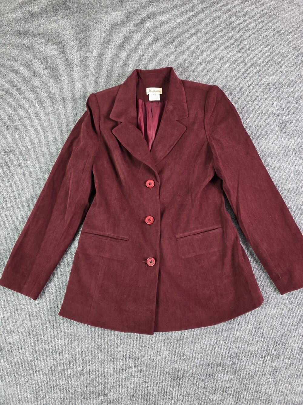 Vintage Womens Hokkaido Blazer Size Medium Burgundy 3 Button Red Jacket